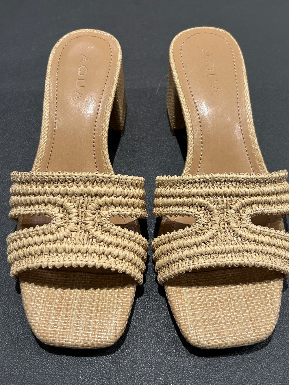 AQUA Natural Raffia Sandals NIB size 6